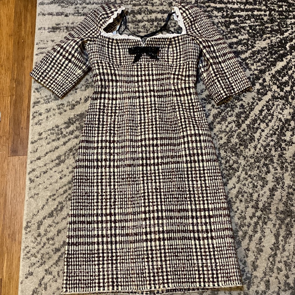 SHUSHU/TONG Brown Check Minidress size US 6 - Picture 2 of 7